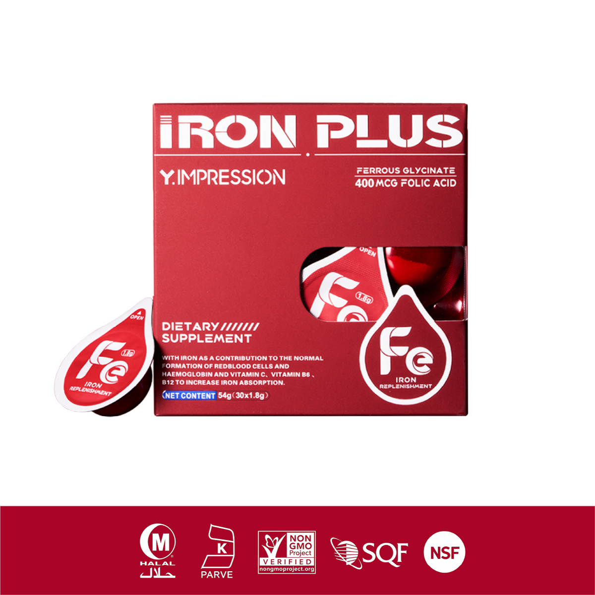 Y.IMPRESSION Iron Powder | 30mg High Content, Sugar Free | Women & Prenatal Use