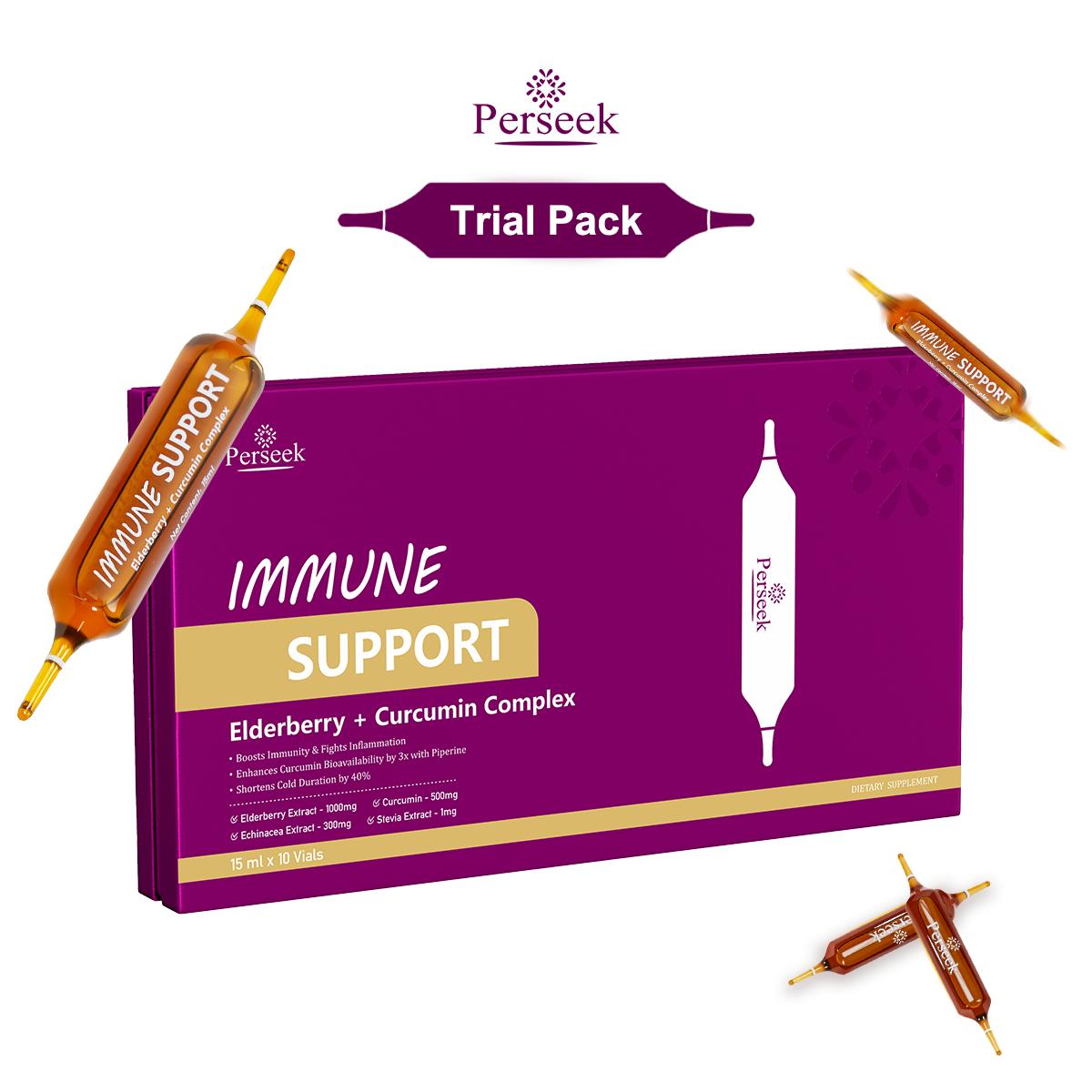 Perseek Liquid Immune Supplement | Elderberry, Curcumin & Piperine, 3x Absorption | 15mL×10 Vials