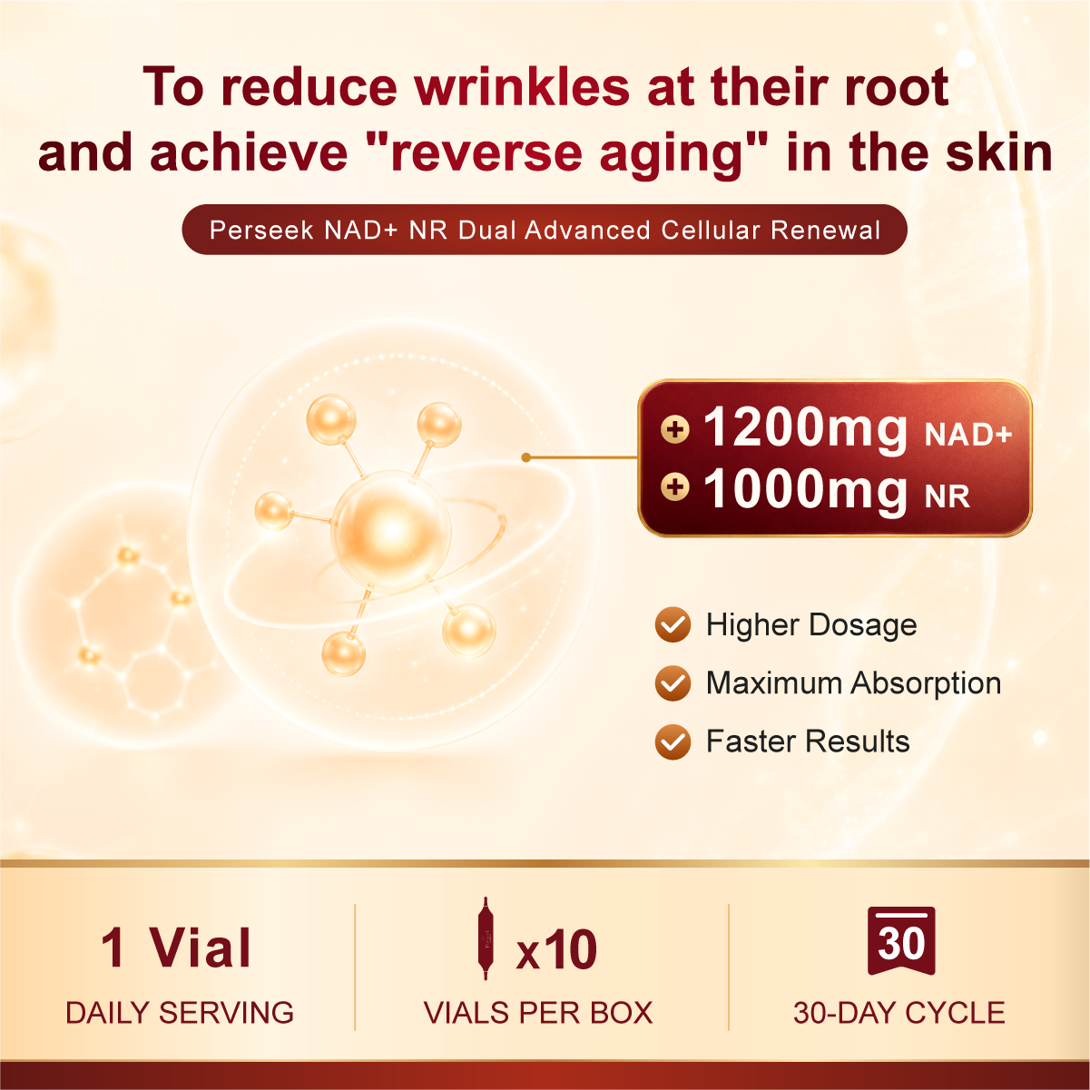 Perseek New NAD+ Advanced Cellular Renewal - 1200mg NAD+