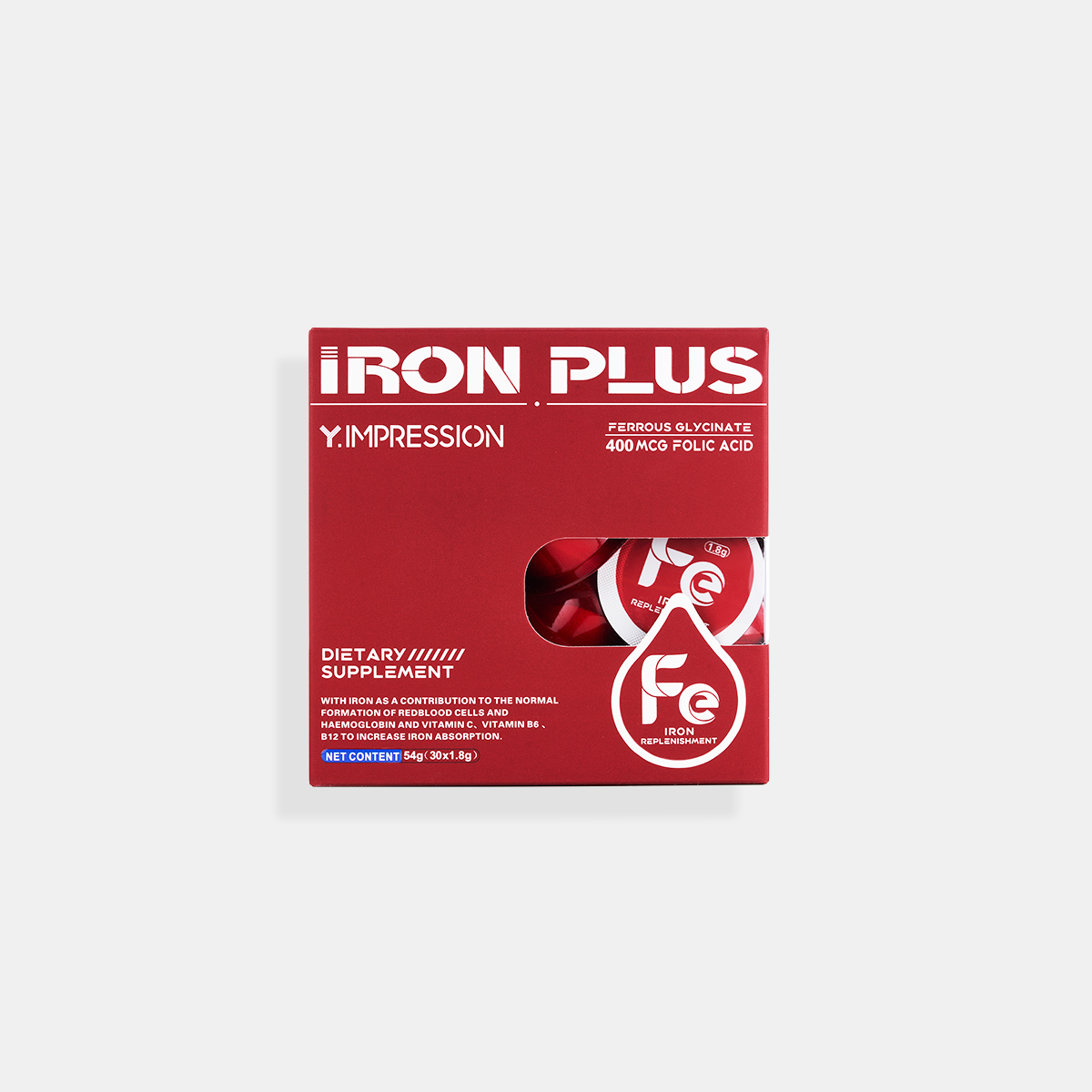 Y.IMPRESSION Iron Powder | 30mg High Content, Sugar Free | Women & Prenatal Use